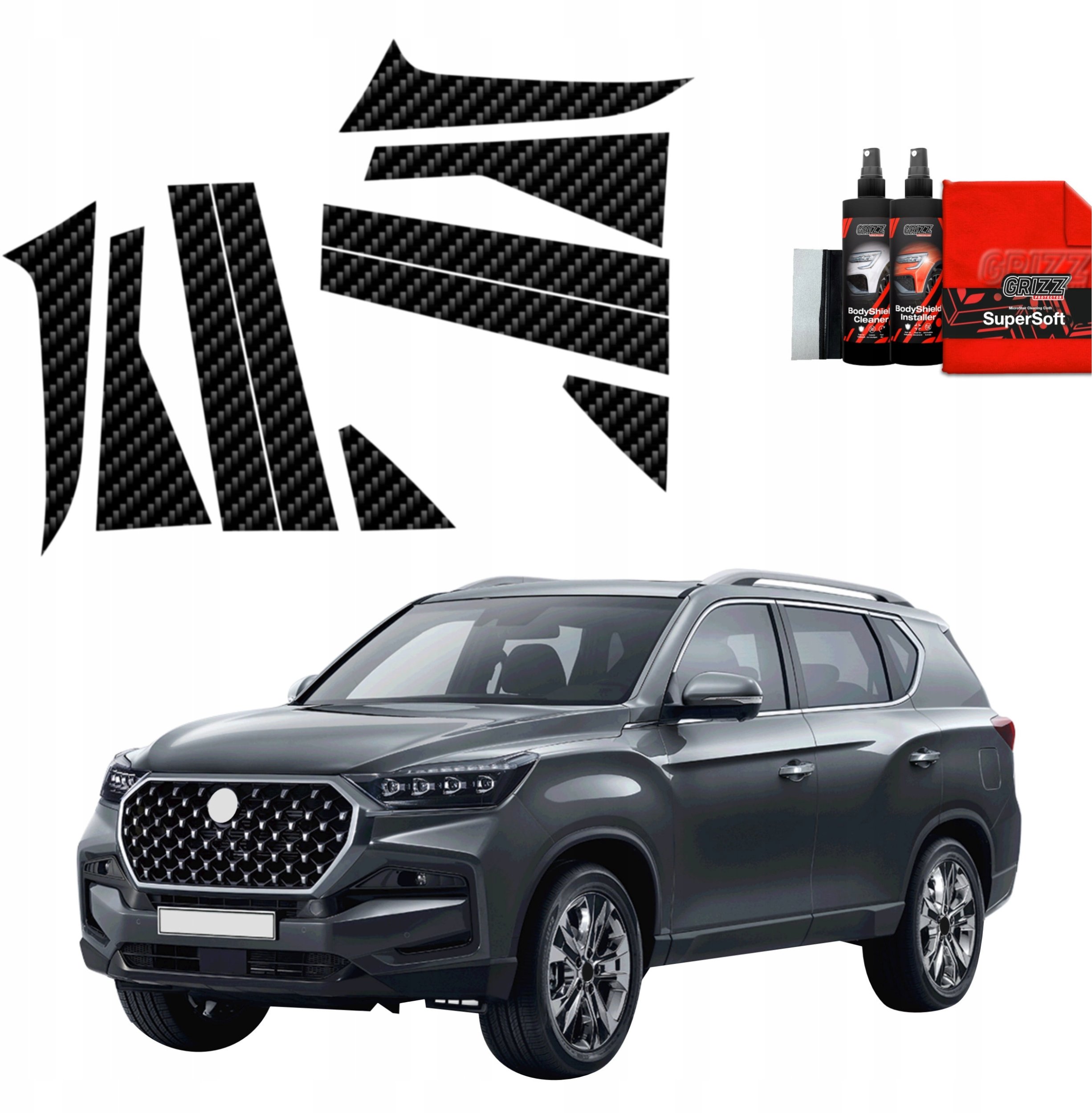 GrizzGlass  karbonowasłupki GrizzGlass BodyShield do SsangYong